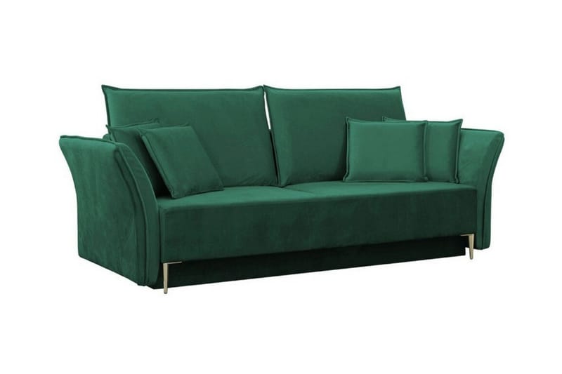 Staffin 3-seter Sovesofa 138x192 cm med Oppbevaring i Fløyel, Grønn