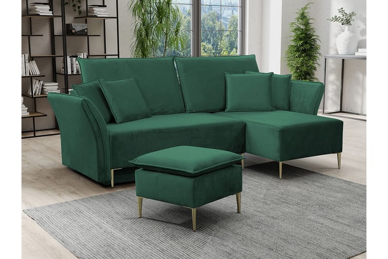 Staffin 3-seters Hjørnesovesofa - Mørkegrønn - Møbler - Sofaer - Sovesofaer