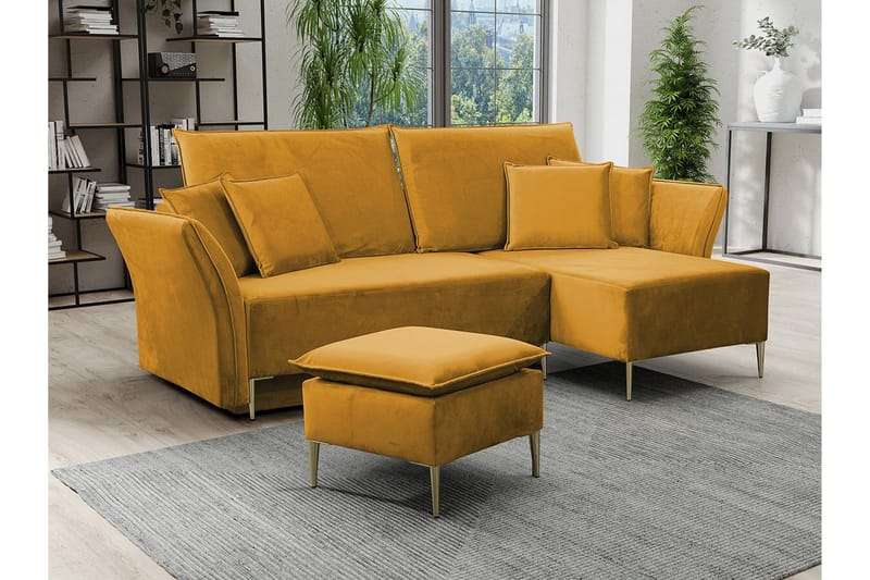 Staffin 3-seters Hjørnesovesofa - Mørkegul - Møbler - Sofaer - Sovesofaer