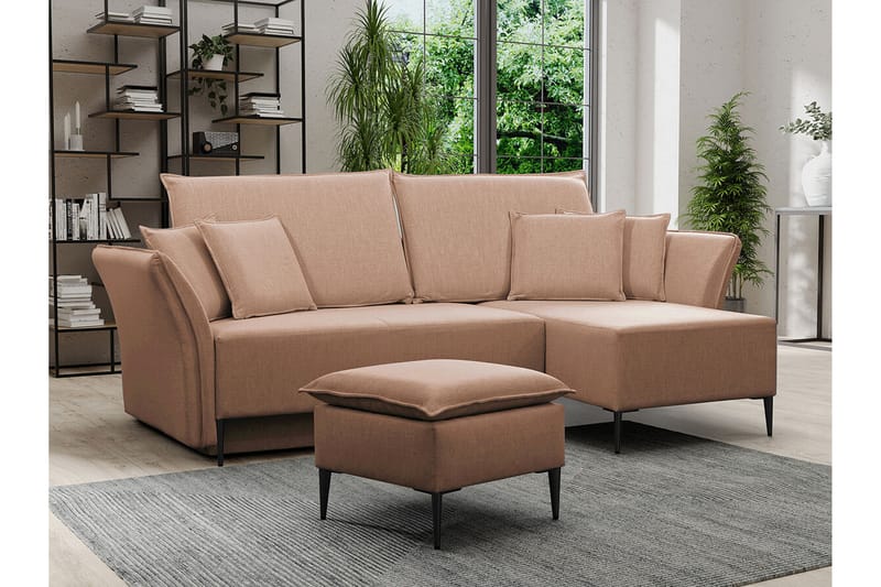 Staffin 3-seters Hjørnesovesofa - Rosa - Møbler - Sofaer - Sovesofaer