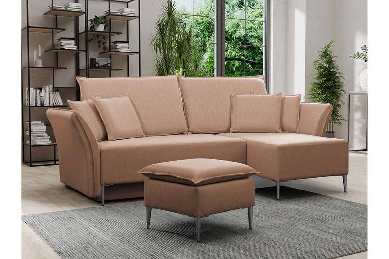 Staffin 3-seters Hjørnesovesofa - Rosa - Møbler - Sofaer - Sovesofaer