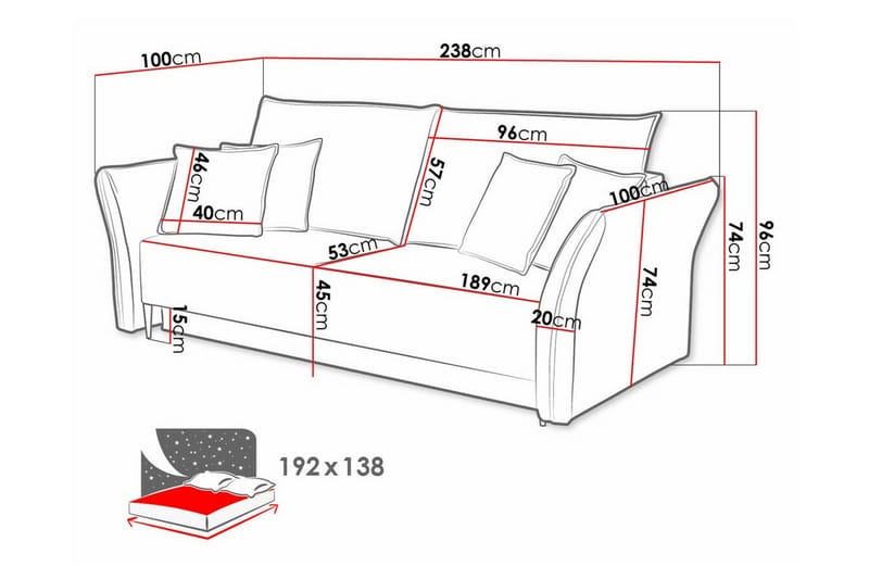 Staffin 3-seters Sovesofa - Rosa - Møbler - Sofaer - Sovesofaer