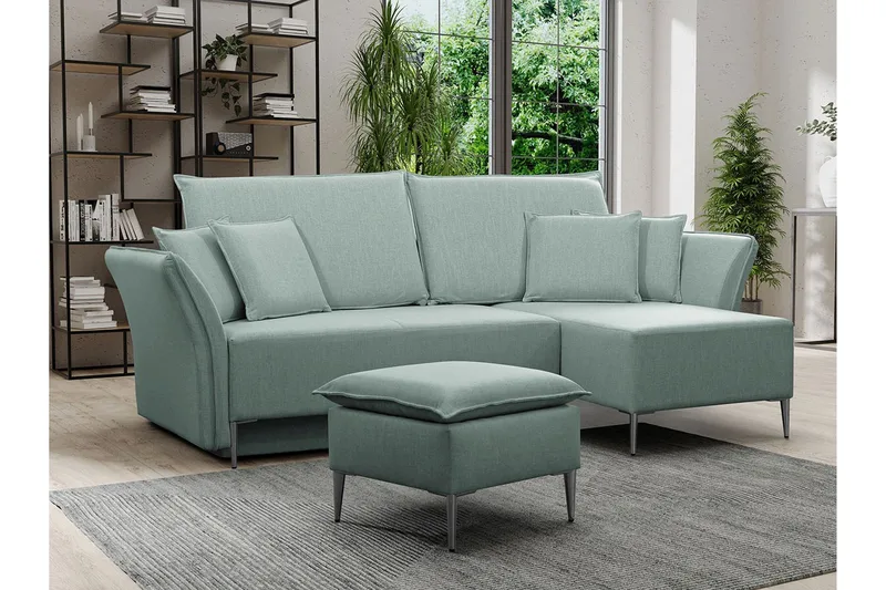 Staffin 3-sits Hörnbäddsoffa Light green/Green/Mint - Møbler - Sofaer - Sovesofaer