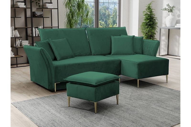 Staffin 3-sits Hörnbäddsoffa NO_BRAND Dark green - Møbler - Sofaer - Sovesofaer