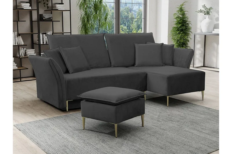 Staffin 3-sits Hörnbäddsoffa NO_BRAND Dark grey - Møbler - Sofaer - Sovesofaer