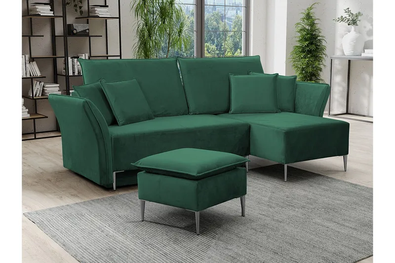 Staffin 3-sits Hörnbäddsoffa NO_BRAND Green - Møbler - Sofaer - Sovesofaer