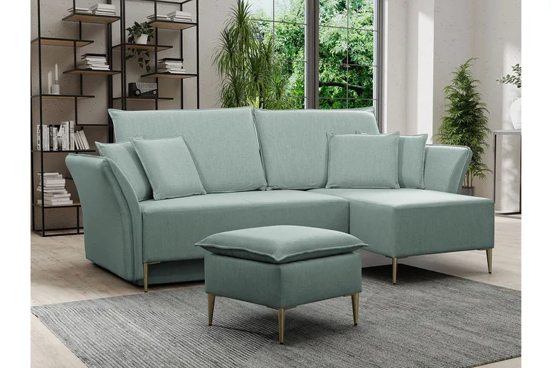 Staffin 3-sits Hörnbäddsoffa NO_BRAND Light green - Møbler - Sofaer - Sovesofaer