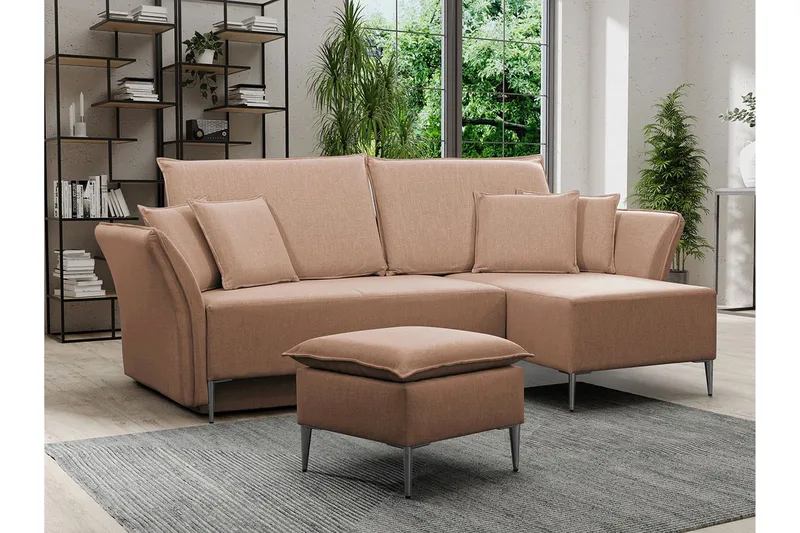 Staffin 3-sits Hörnbäddsoffa Pink - Møbler - Sofaer - Sovesofaer