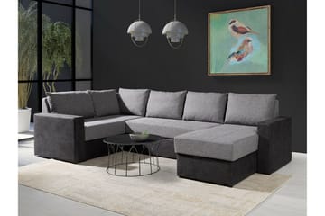 Staffin 4-seter Høyre U-formet Hjørnesovesofa 140x270 cm med Oppbevaring i Stoff - Grå - Møbler - Sofaer - Sovesofaer