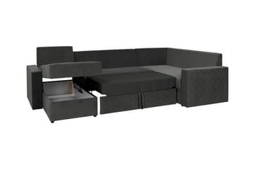 Staffin 4-seter Venstrevendt U-formet Hjørnesovesofa 140x270 cm med Oppbevaring i Stoff - Grå - Møbler - Sofaer - Sovesofaer