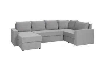 Staffin 4-seter Venstrevendt U-formet Hjørnesovesofa 140x270 cm med Oppbevaring i Stoff - Grå - Møbler - Sofaer - Sovesofaer