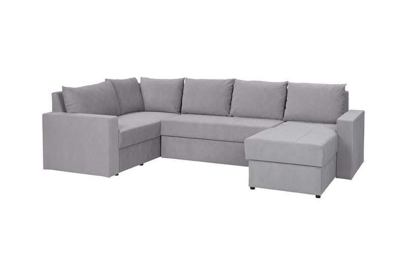 Staffin 4-seters Høyre U-formet Hjørnesovesofa 140x270 cm med Oppbevaring i Stoff, Lysegrå