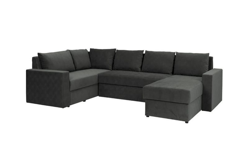 Staffin 4-seters Høyre U-formet Hjørnesovesofa 140x270 cm med Oppbevaring i Stoffkledning, Mørkegrå