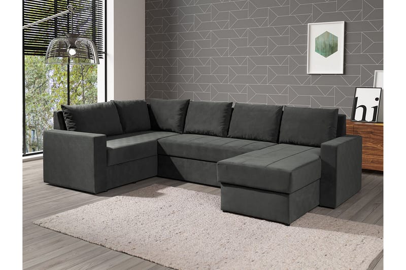 Staffin 4-seters Hjørnesovesofa - Mørkegrå - Møbler - Sofaer - Sovesofaer