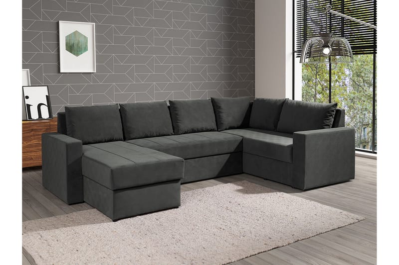 Staffin 4-seters Hjørnesovesofa - Mørkegrå - Møbler - Sofaer - Sovesofaer
