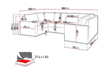 Staffin 4-seters U-formet Hjørnesovesofa 140x276 cm med Oppbevaring i Stoff - Grå - Møbler - Sofaer - Sovesofaer
