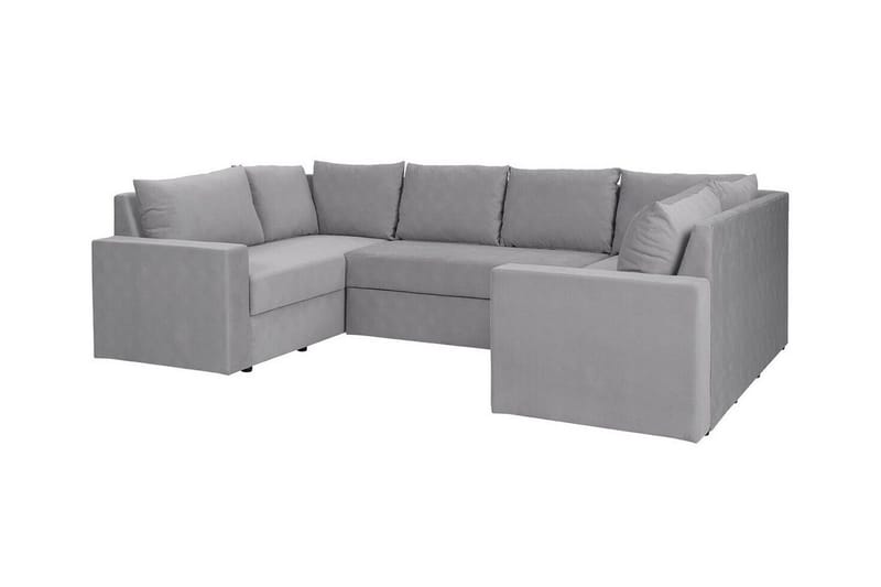 Staffin 4-seters U-formet Hjørnesovesofa 140x276 cm med Oppbevaring i Stoff, Grå