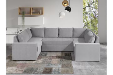 Staffin 4-seters U-formet Hjørnesovesofa 140x276 cm med Oppbevaring i Stoff - Grå - Møbler - Sofaer - Sovesofaer