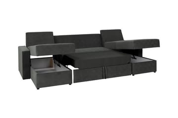 Staffin 4-seters U-formet Hjørnesovesofa 140x283 cm med Oppbevaring i Stoff - Grå - Møbler - Sofaer - Sovesofaer