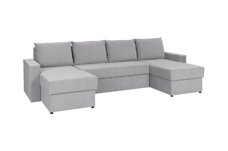 Staffin 4-seters U-formet Hjørnesovesofa 140x283 cm med Oppbevaring i Stoff, Grå