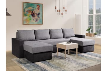 Staffin 4-seters U-formet Hjørnesovesofa 140x283 cm med Oppbevaring i Stoff - Grå - Møbler - Sofaer - Sovesofaer
