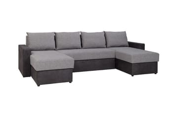 Staffin 4-seters U-formet Hjørnesovesofa 140x283 cm med Oppbevaring i Stoff - Grå - Møbler - Sofaer - Sovesofaer