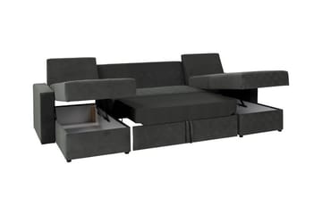 Staffin 4-seters U-formet Hjørnesovesofa 140x283 cm med Oppbevaring i Stoff - Mørkegrå - Møbler - Sofaer - Sovesofaer