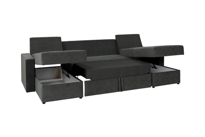 Staffin 4-seters U-formet Hjørnesovesofa 140x283 cm med Oppbevaring i Stoff - Mørkegrå - Møbler - Sofaer - Sovesofaer