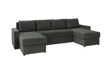 Staffin 4-seters U-formet Hjørnesovesofa 140x283 cm med Oppbevaring i Stoff - Mørkegrå - Møbler - Sofaer - Sovesofaer