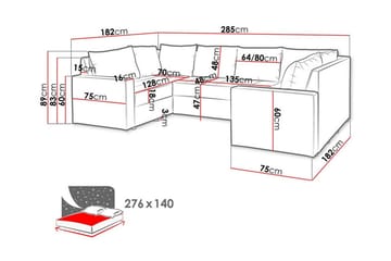 Staffin 4-seters U-formet Sovesofa med Sjeselong 140x276 cm med Oppbevaring i Stoff - Mørkegrå - Møbler - Sofaer - Sovesofaer