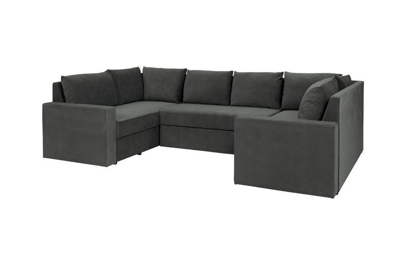 Staffin 4-seters U-formet Sovesofa med Sjeselong 140x276 cm med Oppbevaring i Stoff, Mørkegrå