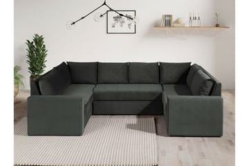 Staffin 4-seters U-formet Sovesofa med Sjeselong 140x276 cm med Oppbevaring i Stoff - Mørkegrå - Møbler - Sofaer - Sovesofaer