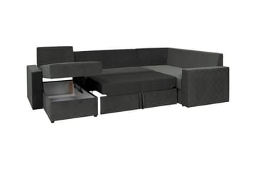 Staffin 4-seters Venstre U-formet Hjørnesovesofa 140x270 cm med Oppbevaring i Stoff - Mørkegrå - Møbler - Sofaer - Sovesofaer