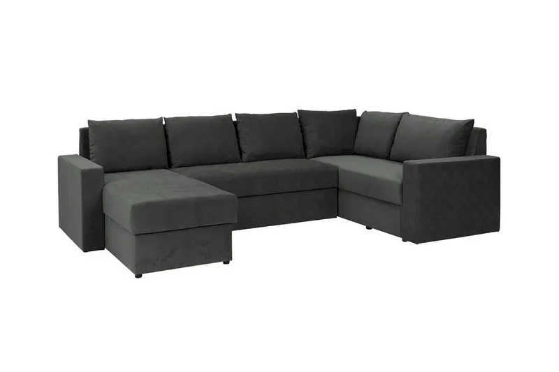 Staffin 4-seters Venstre U-formet Hjørnesovesofa 140x270 cm med Oppbevaring i Stoff, Mørkegrå