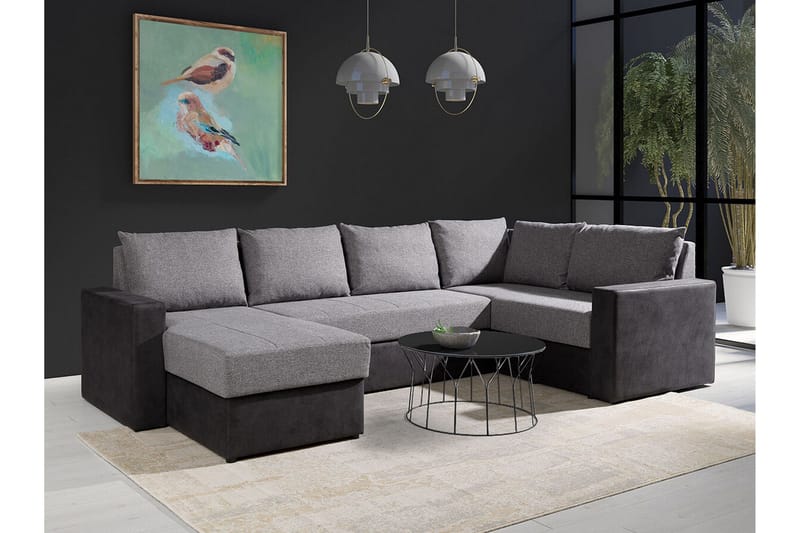 Staffin 4-sits Hörnbäddsoffa Dark grey/Light grey - Møbler - Sofaer - Sovesofaer