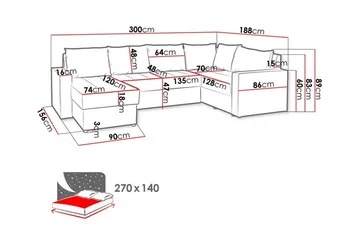 Staffin 4-sits Hörnbäddsoffa Ljusgrå - Møbler - Sofaer - Sovesofaer