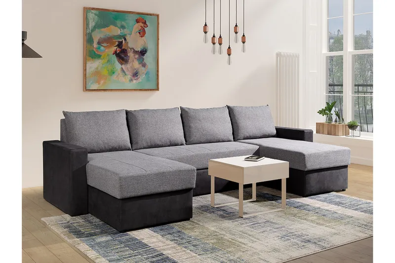 Staffin 4-sits Hörnbäddsoffa NO_BRAND Light grey/Dark grey - Møbler - Sofaer - Sovesofaer