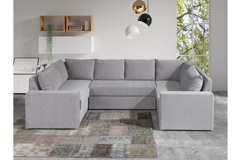 Staffin 4-sits Hörnbäddsoffa NO_BRAND Light grey/Dark grey - Møbler - Sofaer - Sovesofaer