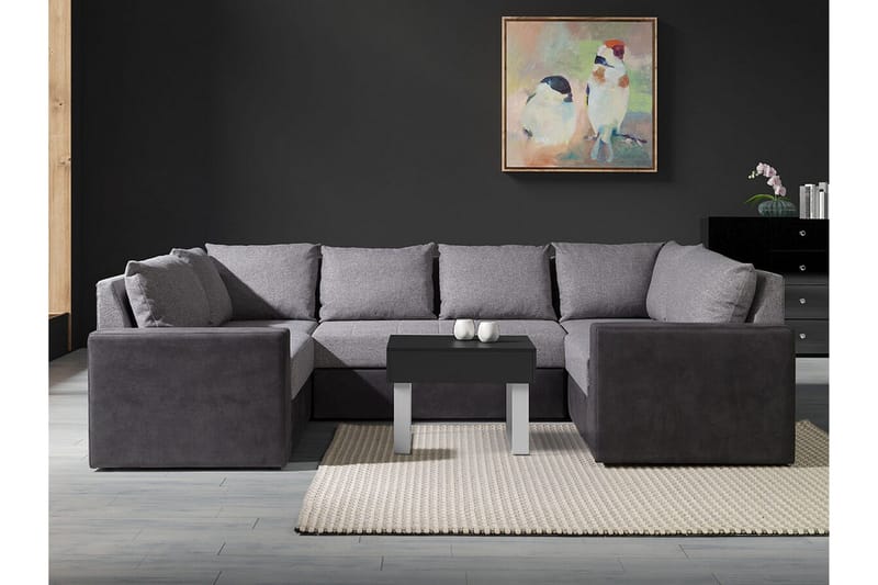 Staffin 4-sits Hörnbäddsoffa NO_BRAND Light grey/Dark grey - Møbler - Sofaer - Sovesofaer