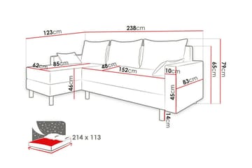 Summerhill 3-seters Hjørnesovesofa - Svart - Møbler - Sofaer - Sovesofaer