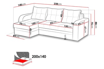Sydney Divansovesofa 238x140x88 cm - Møbler - Sofaer - Sovesofaer