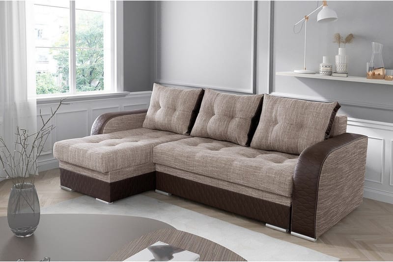 Sydney Hjørnesofa - Beige/Brun - Møbler - Sofaer - Sovesofaer