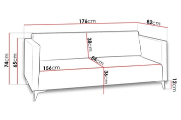 Szafir 3-seter Sofa 82x176 cm - Hvit - Møbler - Sofaer - Sovesofaer
