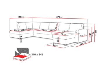 Taberk Sovesofa m. Divan og Sjeselong - Møbler - Sofaer - Sovesofaer