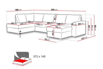 Taberk Sovesofa m. Divan og Sjeselong - Møbler - Sofaer - Sovesofaer