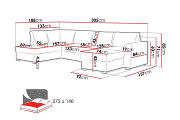 Taberk Sovesofa med Divan och Schäslong 4-sits - Grønn - Møbler - Sofaer - Sovesofaer