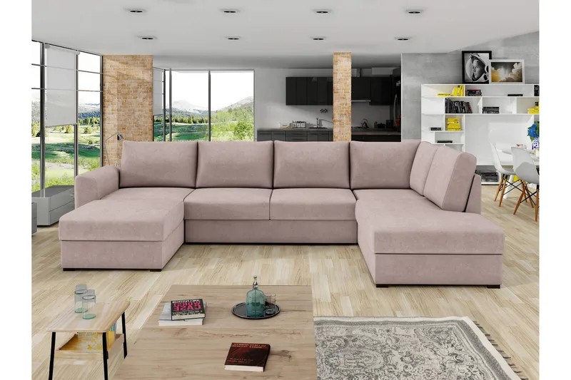 Taberk Sovesofa med Divan och Schäslong 4-sits - Rosa - Møbler - Sofaer - Sovesofaer