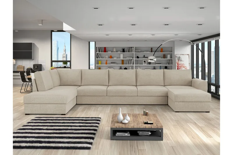 Taberk Sovesofa med Divan och Schäslong 5-sits - Beige - Møbler - Sofaer - Sovesofaer