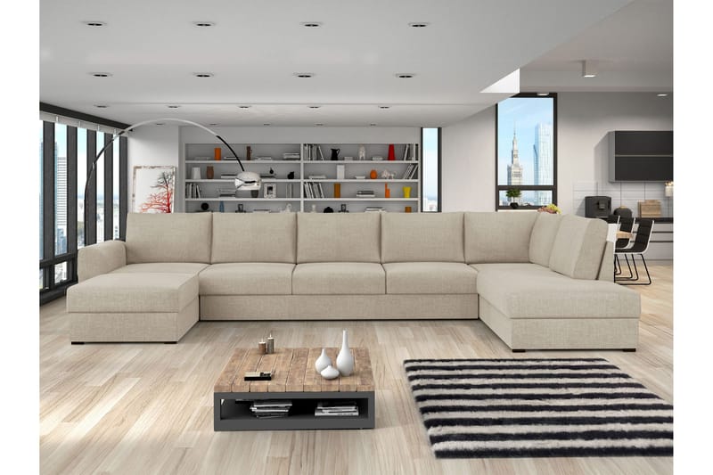 Taberk Sovesofa med Divan och Schäslong 5-sits - Beige - Møbler - Sofaer - Sovesofaer