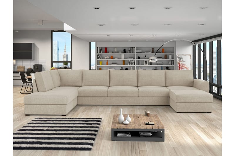 Taberk Sovesofa med Divan och Schäslong 5-sits - Beige - Møbler - Sofaer - Sovesofaer